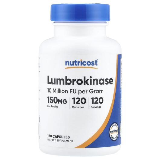 Основне фото товара Nutricost, Lumbrokinase 150 mg, Люмброкіназа, 120 капсул