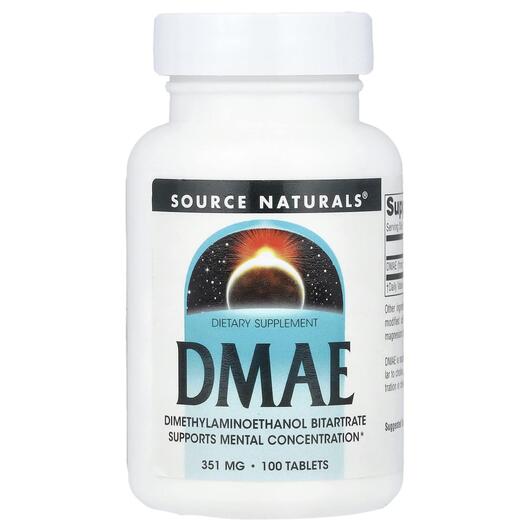 Основне фото товара Source Naturals, DMAE 351 mg, Диметиламіноетанол, 100 таблеток