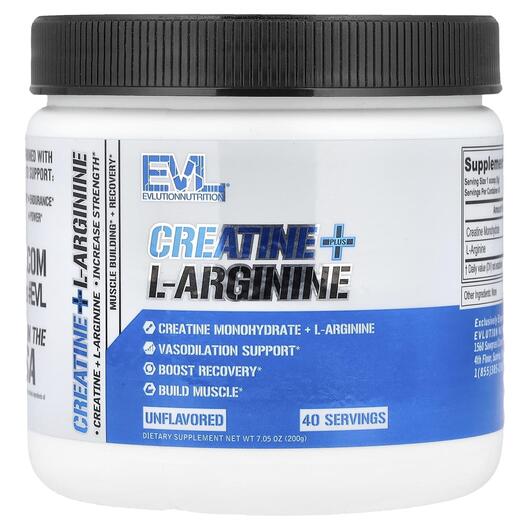 Основное фото товара Креатин, Creatine + L-Arginine Unflavored, 200 г