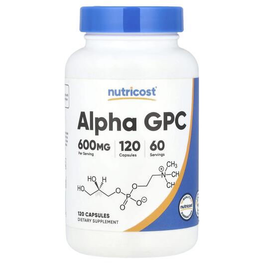 Основное фото товара Альфа-глицерилфосфорилхолин, Alpha GPC 600 mg, 120 капсул