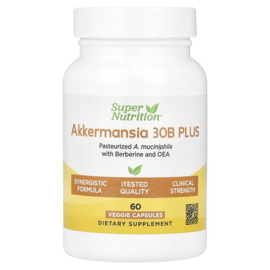 Основное фото товара Super Nutrition, Аккермансия, Akkermansia 30B PLUS, 60 капсул