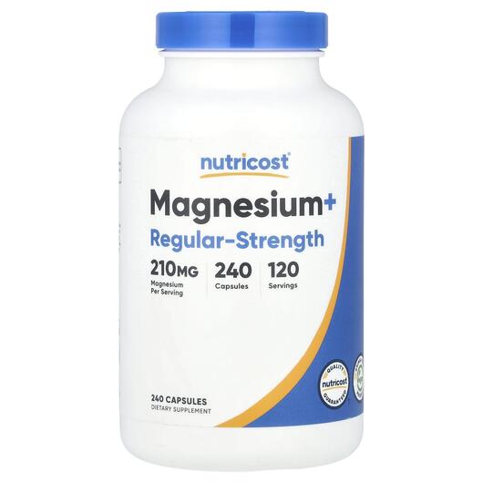 Основное фото товара Nutricost, Магний, Magnesium+ Regular-Strength 210 mg, 240 капсул