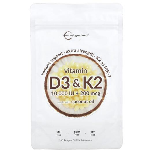 Основное фото товара Micro Ingredients, Витамины D3 + K2, Vitamin D3 & K2, 300 кап
