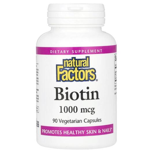 Основне фото товара Natural Factors, Biotin 1000 mcg, Біотин, 90 капсул