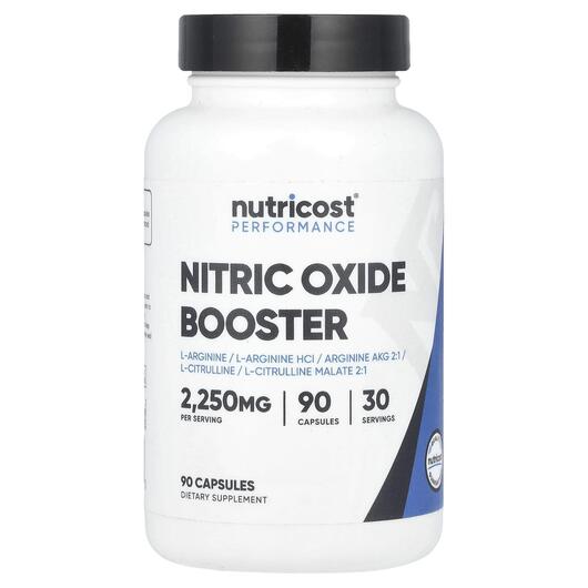 Основне фото товара Nutricost, Performance Nitric Oxide Booster, L-Аргінін, 90 капсул