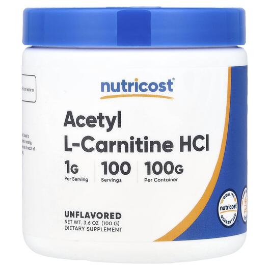 Основне фото товара Acetyl L-Carnitine HCl Powder Unflavored, Ацетилкарнітин, 100 г