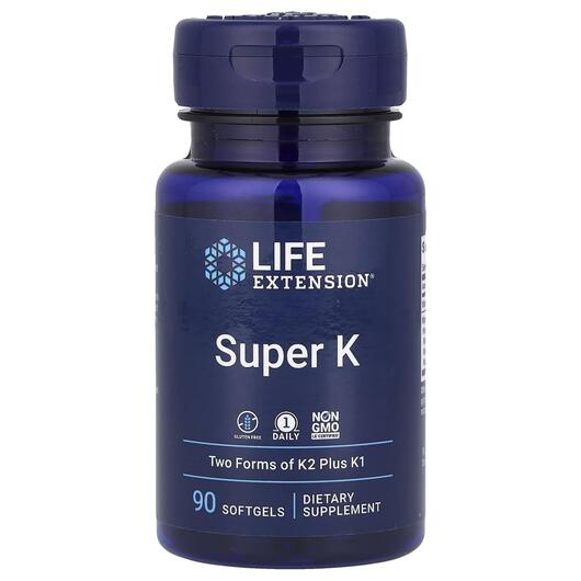 Основне фото товара Life Extension, Super K, Вітамін K Філохінон, 90 м'які капсу