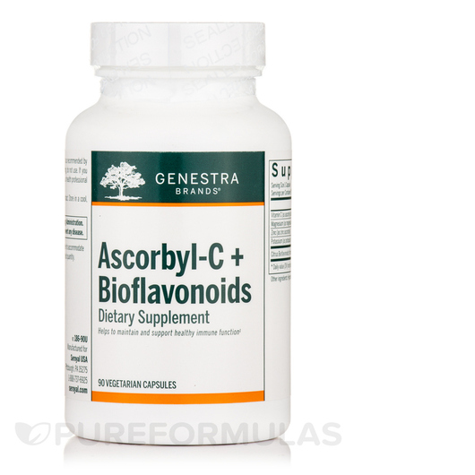 Основне фото товара Genestra, Ascorbyl-C + Bioflavonoids, Вітамін C, 90 капсул