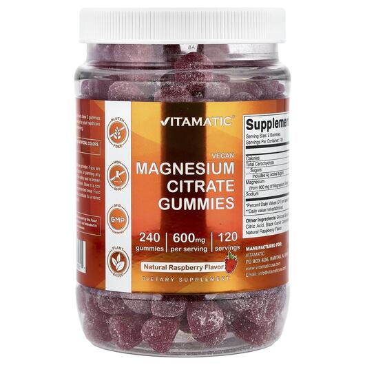 Основне фото товара Magnesium Citrate Gummies Raspberry, Магній, 240 таблеток