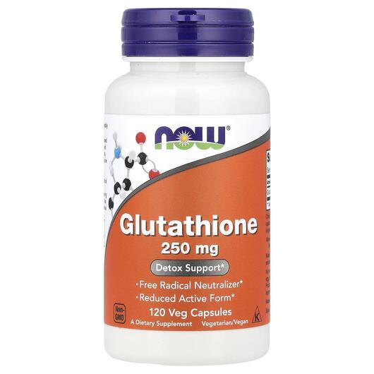 Основне фото товара NOW, Glutathione 250 mg, L-Глутатіон, 120 капсул