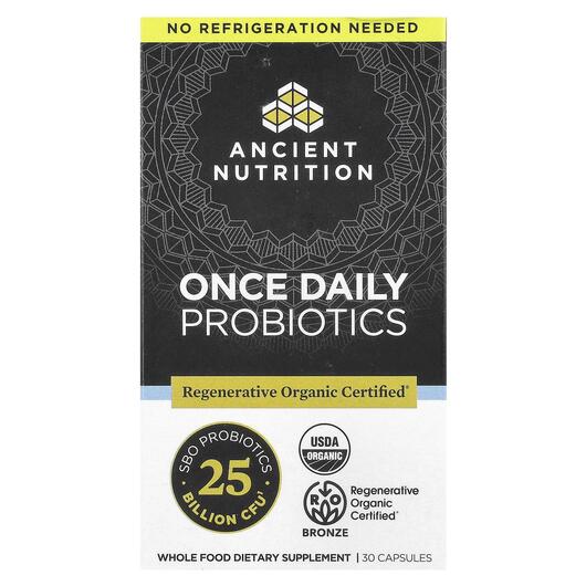 Основне фото товара Ancient Nutrition, Once Daily Probiotics, Пробіотики, 30 капсул