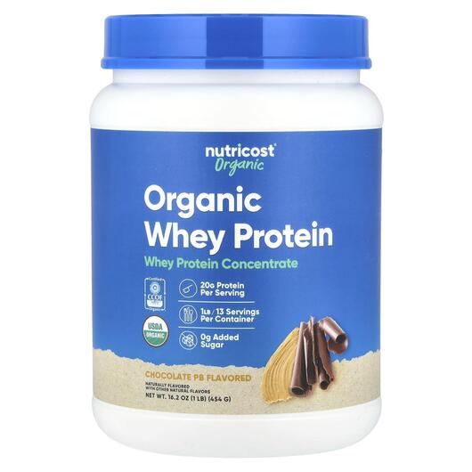 Основне фото товара Nutricost, Organic Whey Protein Chocolate PB, Протеїн, 454 г