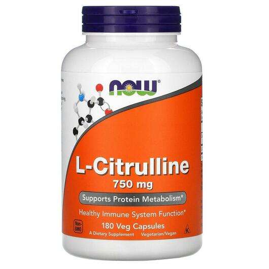 Основне фото товара Now, L-Citrulline 750 mg, L-Цитруллін 750 мг, 180 капсул