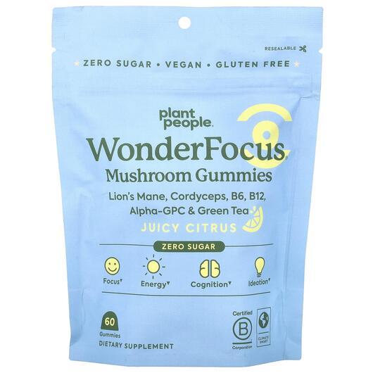 Основное фото товара Грибы, WonderFocus Mushroom Gummies Juicy Citrus, 60 таблеток