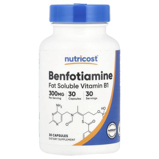 Основное фото товара Nutricost, Бенфотиамин, Benfotiamine 300 mg, 30 капсул