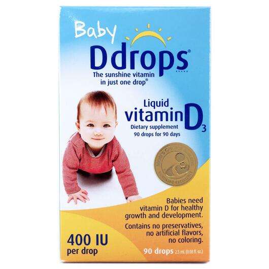 Основне фото товара Ddrops, Baby Liquid Vitamin D3, Вітамін D3 в краплях, 90 Drops