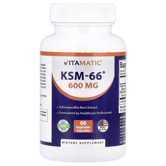 Основне фото товара Vitamatic, KSM-66 600 mg, Ашваганда, 60 капсул