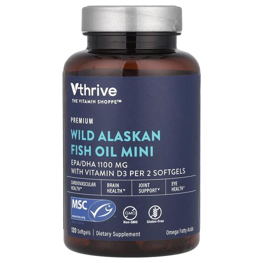 Основное фото товара Vthrive, Омега 3, Wild Alaskan Fish Oil Mini, 120 капсул