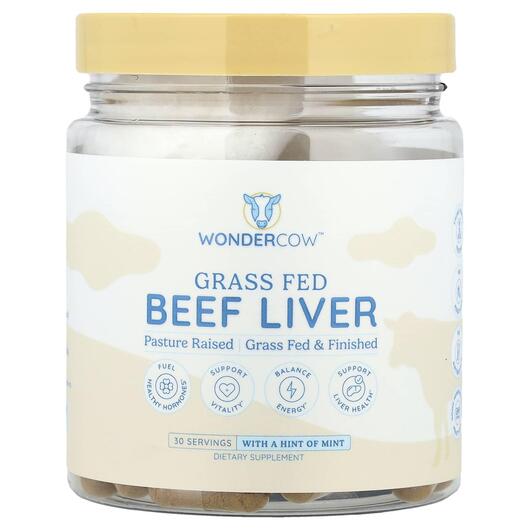 Основне фото товара Wondercow, Grass Fed Beef Liver, Бичача печінка, 120 капсул