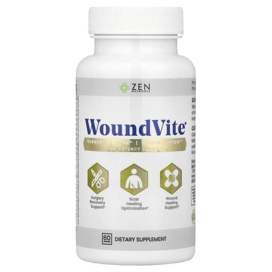 Основне фото товара Zen Nutrients, WoundVite, Підтримка загоєння ран, 60 капсул