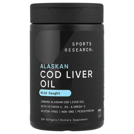 Основне фото товара Alaskan Cod Liver Oil, Олія печінки тріски, 120 капсул