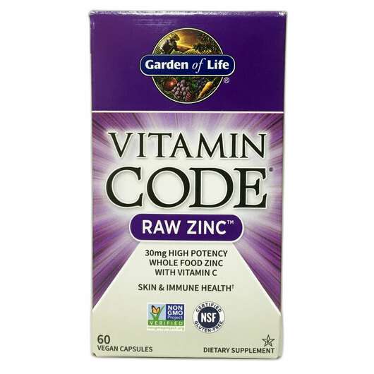 Основне фото товара Garden of Life, Vitamin Code RAW Zinc, Цинк, 60 капсул