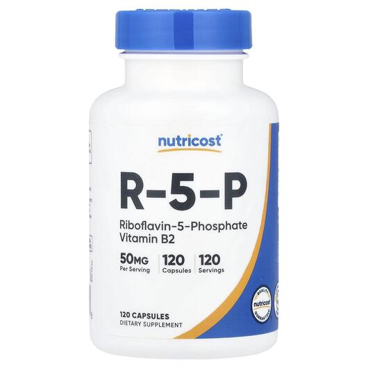 Основне фото товара Nutricost, R-5-P 50 mg, Вітамін В2 Рибофлавін, 120 капсул