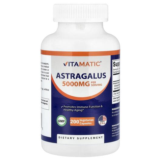 Основное фото товара Vitamatic, Астрагал, Astragalus 5000 mg, 200 капсул