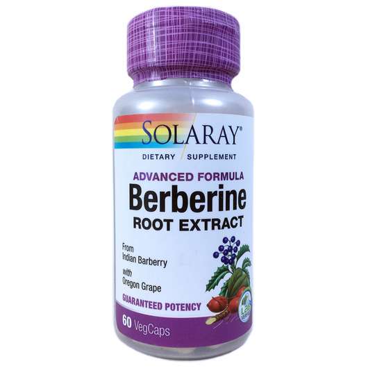 Основне фото товара Solaray, Berberine 250 mg, Екстракт Берберина, 60 капсул