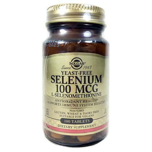 Основне фото товара Solgar, Selenium 100 mcg, Селен без дріжджів 100 мкг, 100 табл...
