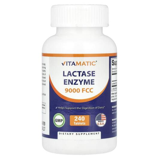 Основне фото товара Vitamatic, Lactase Enzyme 9000 FCC, Фермент Лактаза, 240 таблеток
