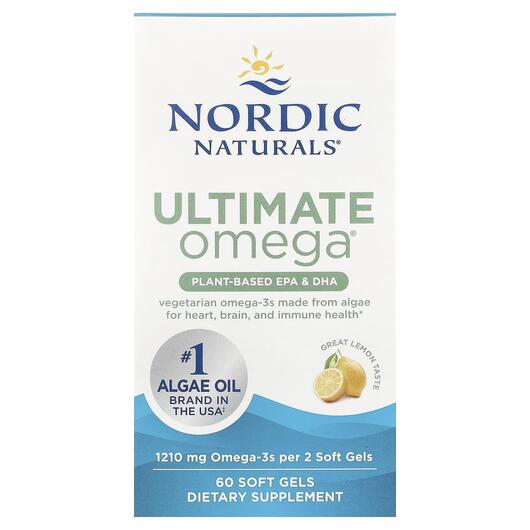Основне фото товара Ultimate Omega Plant-Based EPA & DHA Lemon, ДГК, 60 капсул
