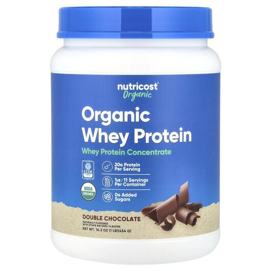 Основне фото товара Nutricost, Organic Whey Protein Double Chocolate, Протеїн, 454 г
