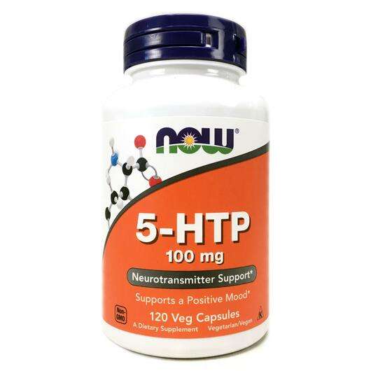 Основне фото товара Now, 5-HTP, 5-гідрокситриптофан 100 мг, 120 капсул