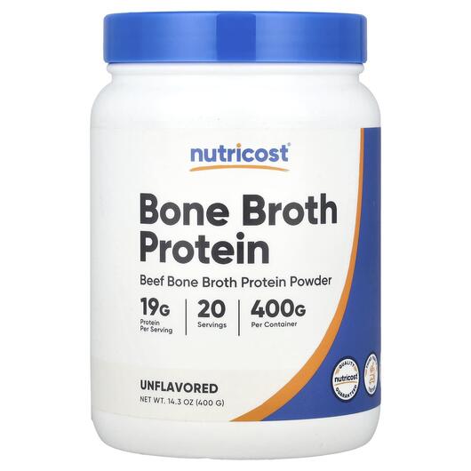Основне фото товара Nutricost, Bone Broth Protein Unflavored, Зміцнення кісток, 400 г