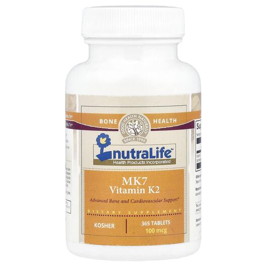 Основне фото товара NutraLife, MK7 Vitamin K2 100 mcg, Вітамін K2, 365 таблеток