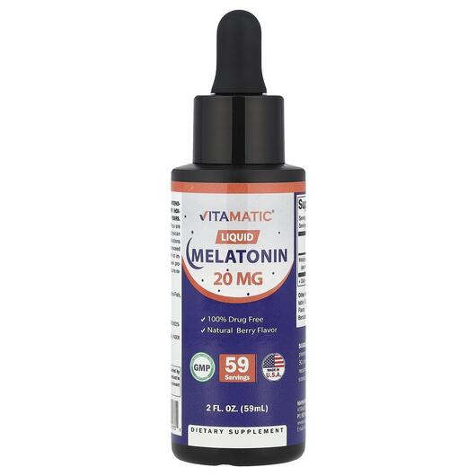 Основное фото товара Vitamatic, Мелатонин, Liquid Melatonin Natural Berry 20 mg, 59 мл