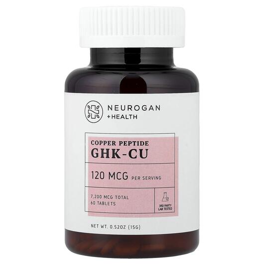 Основне фото товара Neurogan Health, Copper Peptide GHK-CU 120 mcg, Мідь, 60 таблеток