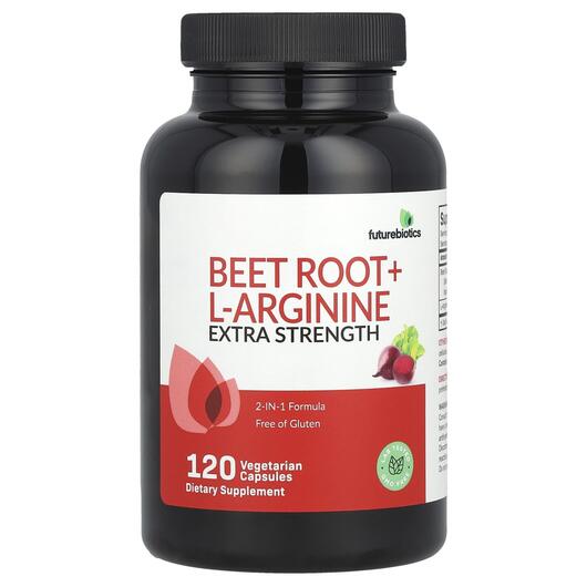Основне фото товара Beet Root + L-Arginine Extra Strength, Червоний буряк, 120 капсул