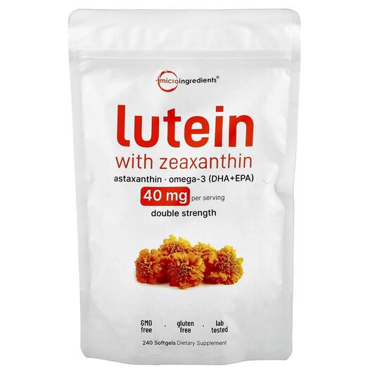 Основне фото товара Micro Ingredients, Lutein With Zeaxanthin, Лютеїн, 240 капсул