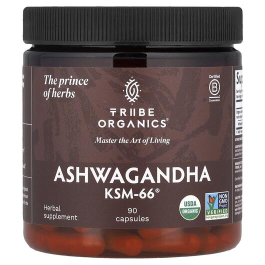 Основне фото товара Tribe Organics, Ashwagandha KSM-66, Ашваганда, 90 капсул