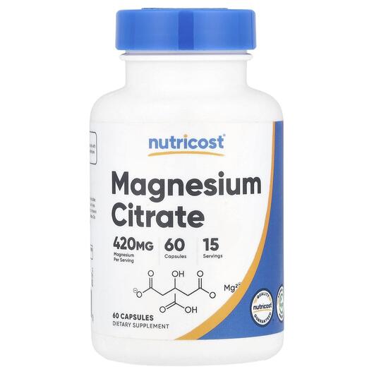 Основне фото товара Nutricost, Magnesium Citrate 420 mg, Магній Цитрат, 60 капсул