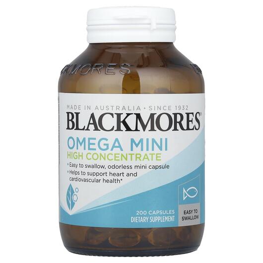 Основное фото товара Blackmores, Омега 3, Omega Mini High Concentrate, 200 капсул