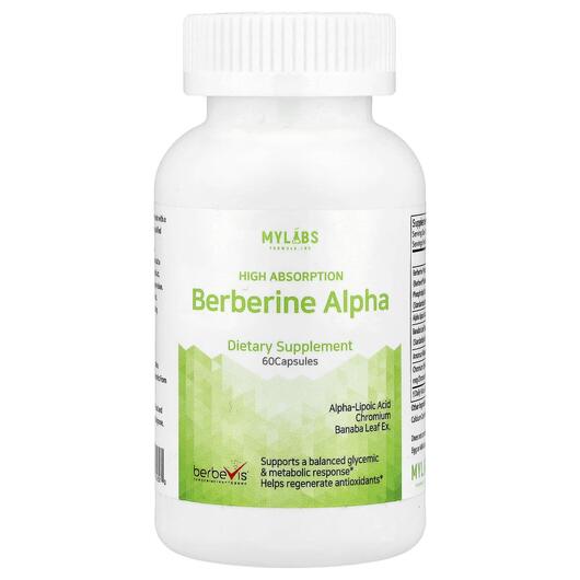 Основне фото товара Mylabs, Berberine Alpha High Absorption, Берберин, 60 капсул
