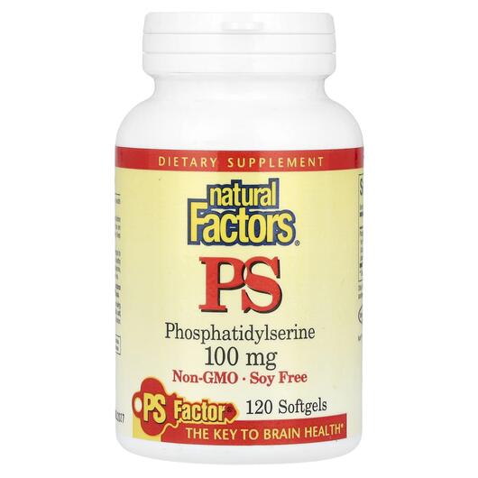 Основне фото товара Natural Factors, PS 100 mg, Фосфатидилсерин 100, 120 капсул