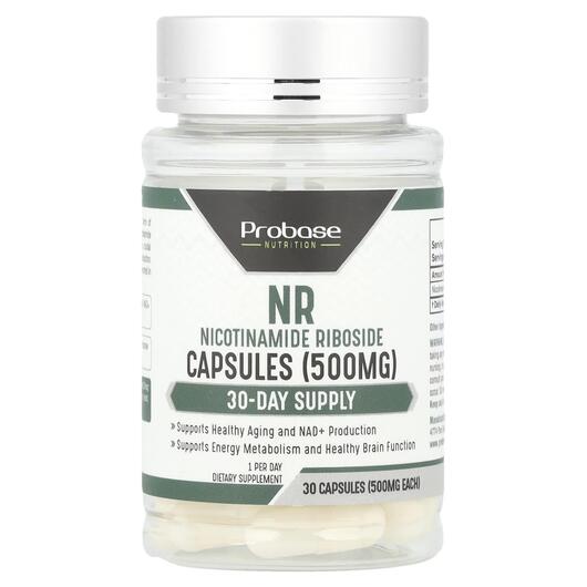 Основне фото товара Probase Nutrition, NR 500 mg, Нікотинамід рибозид, 30 капсул