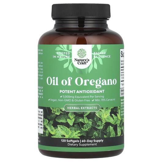 Основне фото товара Nature's Craft, Oil of Oregano, Олія орегано, 120 капсул