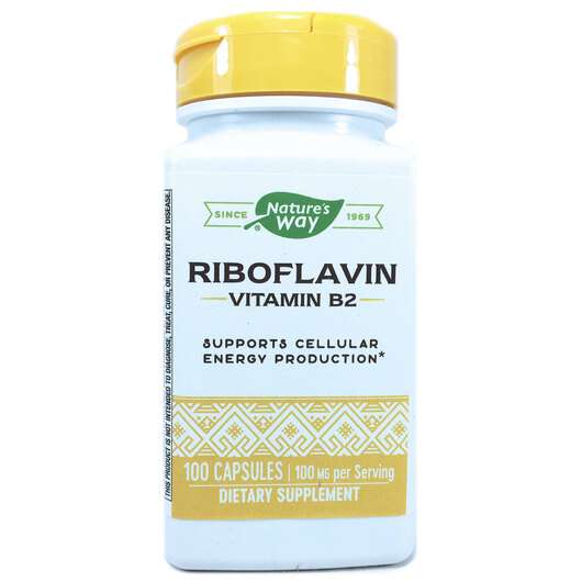 Основне фото товара Nature's Way, Riboflavin B2, Рибофлавін Вітамін В2 100 мг, 100...