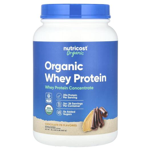 Основное фото товара Nutricost, Протеин, Organic Whey Protein Chocolate PB, 907 г