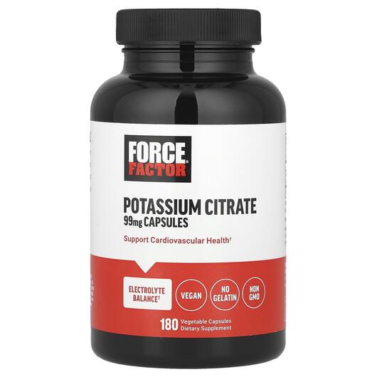 Основное фото товара Force Factor, Калий, Potassium Citrate 99 mg, 180 капсул